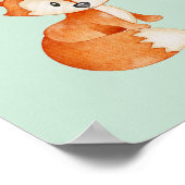 Niedlich Fox Woodland Party Happy Birthday Mint Poster (Ecke)