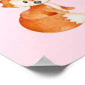 Niedlich Fox Woodland Party Happy Birthday Pink Poster (Ecke)