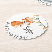 Niedlich Fox Woodland Party Happy Birthday Untersetzer (angewinkelt)
