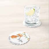 Niedlich Fox Woodland Party Happy Birthday Untersetzer (Vor Ort)