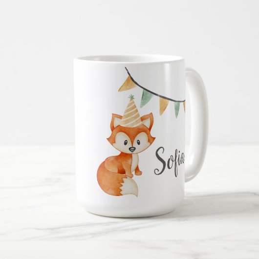 Niedlich Fox Woodland Party Hutpink Kaffeetasse (VorderseiteRechts)