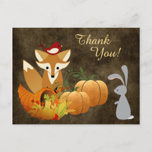 Niedlich Fox Woodland Tiere Goldener Herbst Danke Postkarte