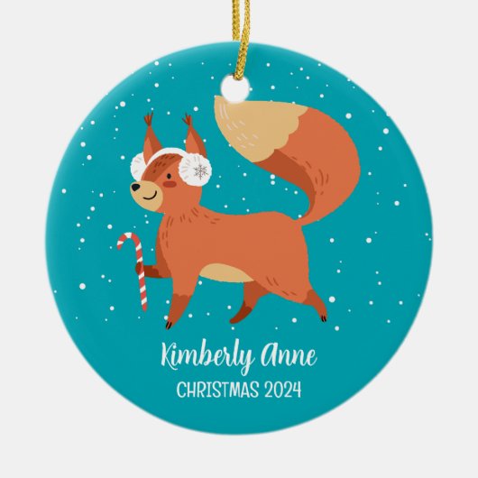 Niedlich Fox Woodland Weihnachtsschnee Winterurlau Keramik Ornament (Vorne)