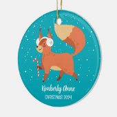 Niedlich Fox Woodland Weihnachtsschnee Winterurlau Keramik Ornament (Links)