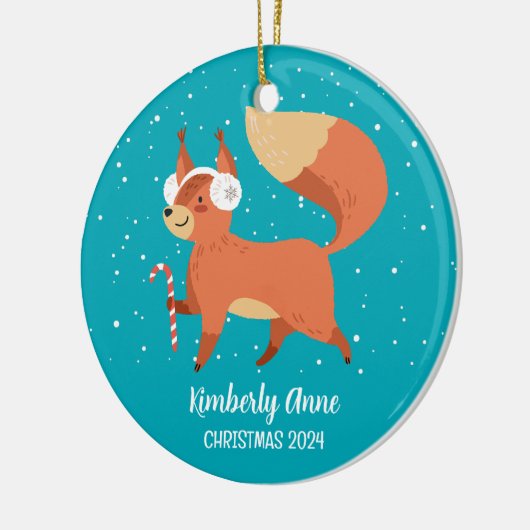 Niedlich Fox Woodland Weihnachtsschnee Winterurlau Keramik Ornament (Links)