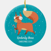 Niedlich Fox Woodland Weihnachtsschnee Winterurlau Keramik Ornament (Hinten)
