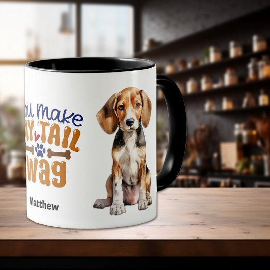 Niedlich Foxhound Puppy, die Sie meinen Schwanz Wa Tasse