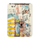 Niedlich France Café Scene Sketch Magnet (Vertikal)