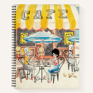 Niedlich France Café Scene Sketch Notizblock