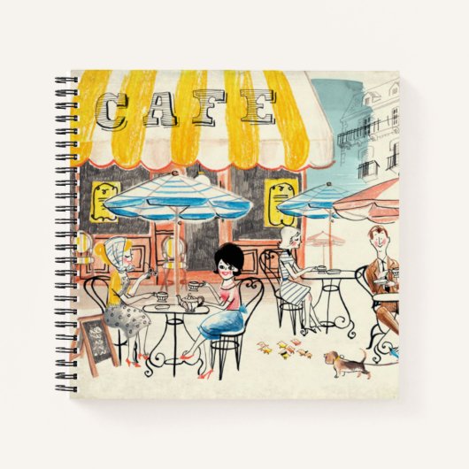 Niedlich France Café Scene Sketch Notizblock (Vorderseite)