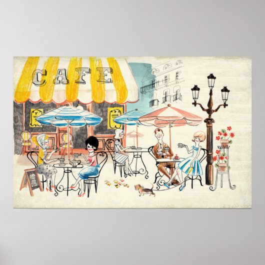 Niedlich France Café Scene Sketch Poster (Vorne)
