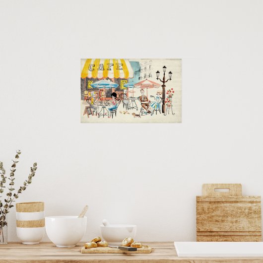 Niedlich France Café Scene Sketch Poster (Küche)