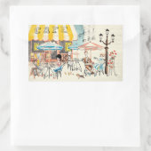 Niedlich France Café Scene Sketch Rechteckiger Aufkleber (Tasche)