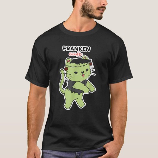 Niedlich Frankenstein Cat Funny Zombie Kitten T-Shirt (Vorderseite)