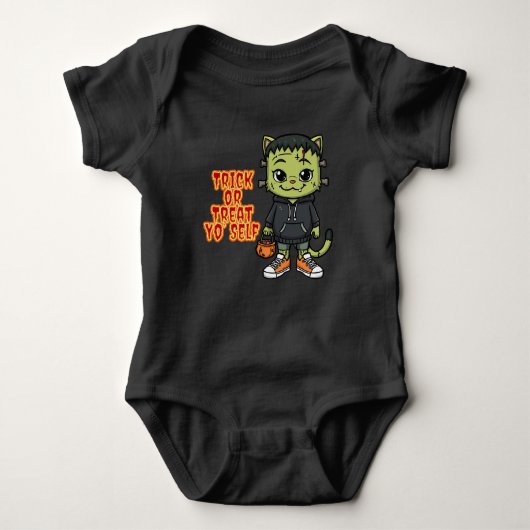 Niedlich Frankenstein Cat Monster - Kawaii Spooky Baby Strampler (Vorderseite)