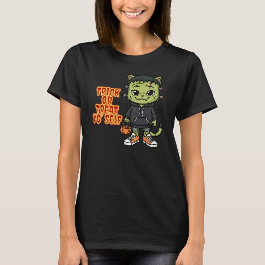 Niedlich Frankenstein Cat Monster - Kawaii Spooky  T-Shirt (Vorderseite)