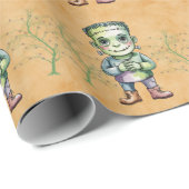 Niedlich Frankenstein Halloween Geburtstagskind Pa Geschenkpapier (Rolleneckpunkt)
