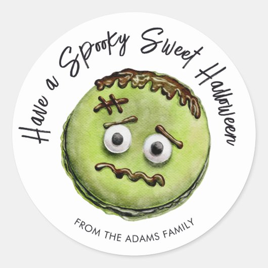 Niedlich Frankenstein Monster Green Macaron Runder Aufkleber (Vorderseite)