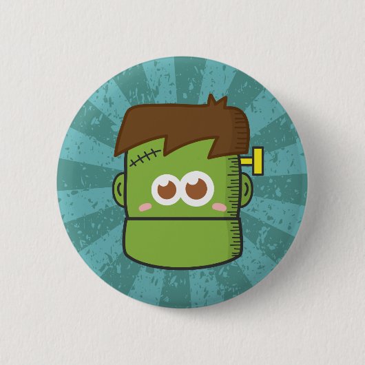Niedlich Frankenstein Monster Halloween Button (Vorderseite)