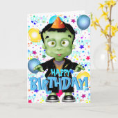 Niedlich Frankenstein Monster Halloween Karte (Gelbe Blume)