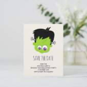 Niedlich Frankenstein Monster Halloween Save the D Postkarte (Stehend Vorderseite)