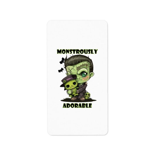 Niedlich Frankenstein Monster mit Plushie Adressaufkleber (Vorne)