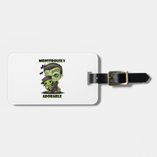 Niedlich Frankenstein Monster mit Plushie Gepäckanhänger (Vorderseite horizontal)