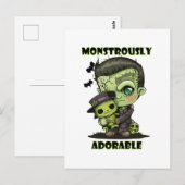 Niedlich Frankenstein Monster mit Plushie Postkarte (Vorne/Hinten)
