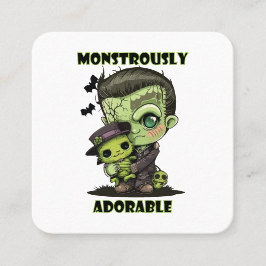 Niedlich Frankenstein Monster mit Plushie Quadratische Visitenkarte (Vorderseite)