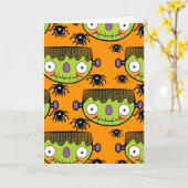 Niedlich Frankenstein, Spider Halloween Karte (Gelbe Blume)
