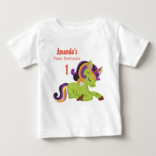 Niedlich Frankenstein Unicorn Halloween Baby T-shirt (Vorderseite)