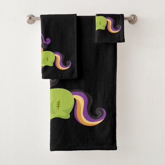 Niedlich Frankenstein Unicorn Halloween Badhandtuch Set (Insitu)