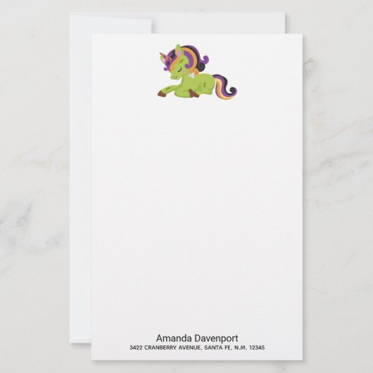 Niedlich Frankenstein Unicorn Halloween Briefpapier (Vorderseite)