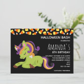 Niedlich Frankenstein Unicorn Halloween Einladung (Stehend Vorderseite)