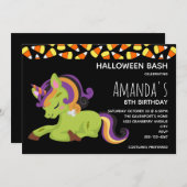 Niedlich Frankenstein Unicorn Halloween Einladung (Vorne/Hinten)