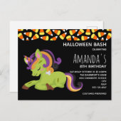 Niedlich Frankenstein Unicorn Halloween Einladungspostkarte (Vorne/Hinten)