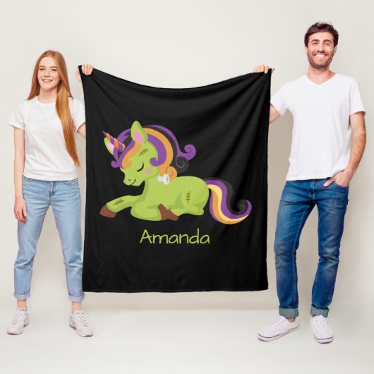 Niedlich Frankenstein Unicorn Halloween Fleecedecke (Beispiel)