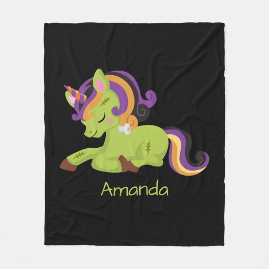 Niedlich Frankenstein Unicorn Halloween Fleecedecke (Vorderseite)