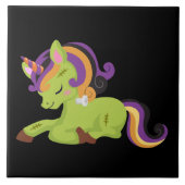 Niedlich Frankenstein Unicorn Halloween Fliese (Vorderseite)