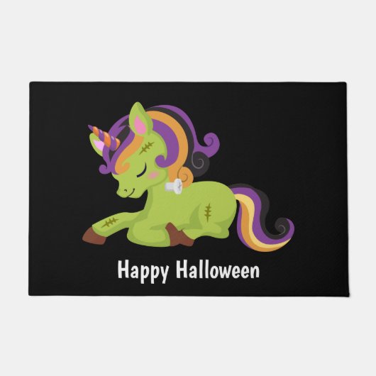 Niedlich Frankenstein Unicorn Halloween Fußmatte (Vorderseite)