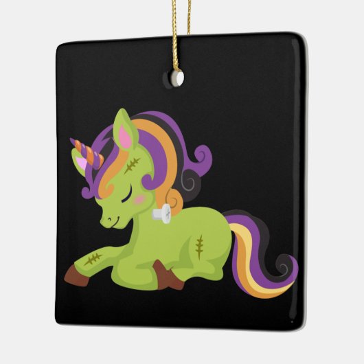 Niedlich Frankenstein Unicorn Halloween Keramikornament (Links)