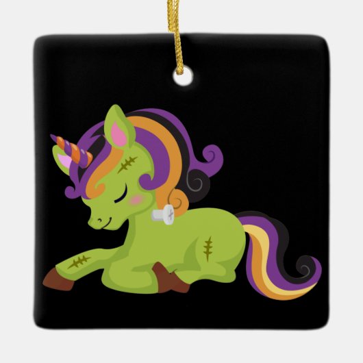 Niedlich Frankenstein Unicorn Halloween Keramikornament (Vorderseite)