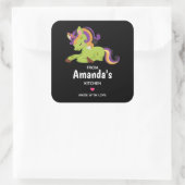 Niedlich Frankenstein Unicorn Halloween Kitchen Quadratischer Aufkleber (Tasche)