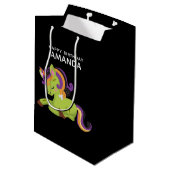 Niedlich Frankenstein Unicorn Halloween Mittlere Geschenktüte (Rückseite Schrägansicht)