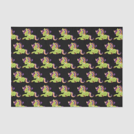 Niedlich Frankenstein Unicorn Halloween-Muster Seidenpapier (Vorderseite)