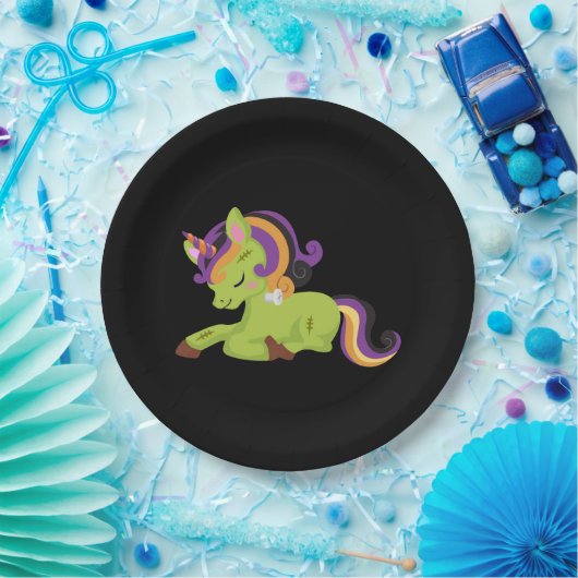 Niedlich Frankenstein Unicorn Halloween Pappteller (Party)