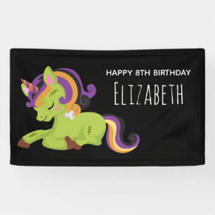 Niedlich Frankenstein Unicorn Halloween-Party Banner