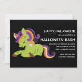 Niedlich Frankenstein Unicorn Halloween-Party Einladung (Vorderseite)