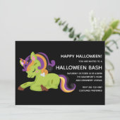 Niedlich Frankenstein Unicorn Halloween-Party Einladung (Stehend Vorderseite)