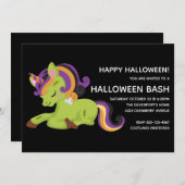 Niedlich Frankenstein Unicorn Halloween-Party Einladung (Vorne/Hinten)